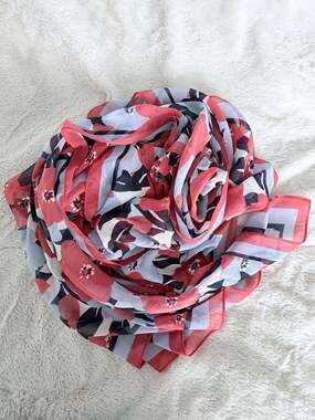 Dress Addict Poppy Floral Print Sheer Chiffon Pareo Scarf